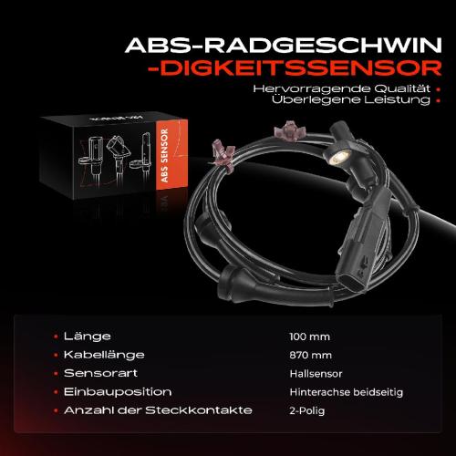 1x ABS Sensor Hinterachse beidseitig für Nissan Qashqai II SUV X-Trail 1.2L 1.6L 2013-2016 Bild 1x ABS Sensor Hinterachse beidseitig für Nissan Qashqai II SUV X-Trail 1.2L 1.6L 2013-2016