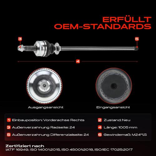 1x Antriebswelle Vorderachse Rechts für Range Rover II P38A 1994-2002 Bild 1x Antriebswelle Vorderachse Rechts für Range Rover II P38A 1994-2002