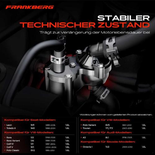 Frankberg 1x Thermostat Kühlmittel für VW Golf IV V 1J Polo Bora Audi A3 8L1 Skoda Seat 1.6L Bild Frankberg 1x Thermostat Kühlmittel für VW Golf IV V 1J Polo Bora Audi A3 8L1 Skoda Seat 1.6L