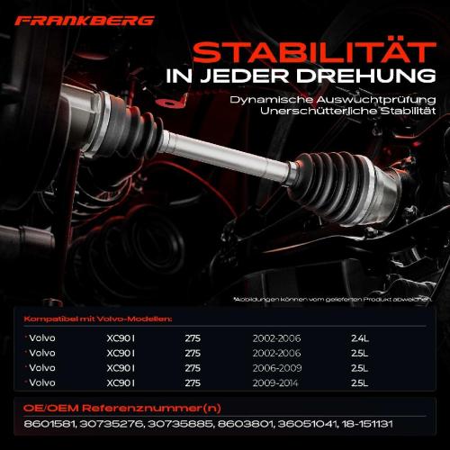 Frankberg 1x Antriebswelle Vorderachse Links für Volvo XC90 I 275 2.4L 2.5L 2002-2014 Bild Frankberg 1x Antriebswelle Vorderachse Links für Volvo XC90 I 275 2.4L 2.5L 2002-2014
