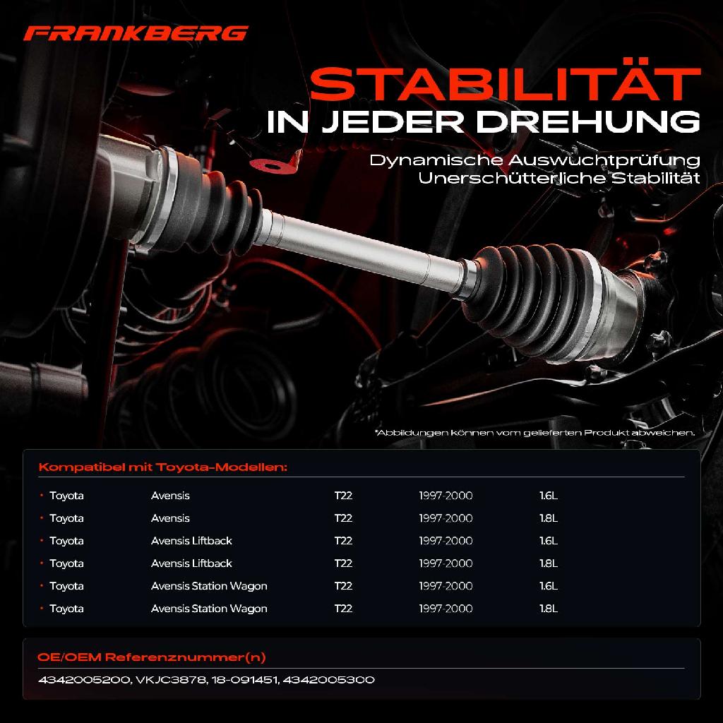 1x Antriebswelle Vorderachse Links für Toyota Avensis T22 1997-1998 1.6L 1.8L