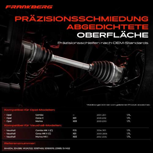 1x Antriebswelle Gelenksatz Vorderachse für Opel Combo Corsa C X01 F08 F68 Meriva X03 Bild 1x Antriebswelle Gelenksatz Vorderachse für Opel Combo Corsa C X01 F08 F68 Meriva X03