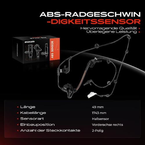 Frankberg 1x ABS Sensor Vorderachse rechts für Toyota Fortuner Hilux VIII Pick-up 2.8L 2.4L Bj ab 2015 Bild Frankberg 1x ABS Sensor Vorderachse rechts für Toyota Fortuner Hilux VIII Pick-up 2.8L 2.4L Bj ab 2015