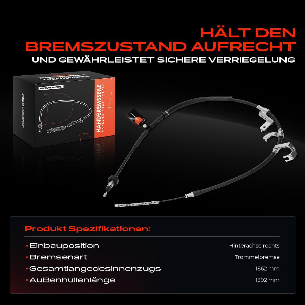 1x Seilzug Feststellbremse Hinterachse rechts für KIA Rio III Stufenheck Hatchback Van UB 1.1L 1.4L