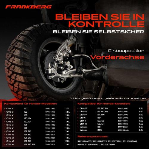 2x Traggelenk Vorderachse für Honda Civic V Coupe Hatchback Stufenheck VI Aerodeck Fastback CR-V I Bild 2x Traggelenk Vorderachse für Honda Civic V Coupe Hatchback Stufenheck VI Aerodeck Fastback CR-V I