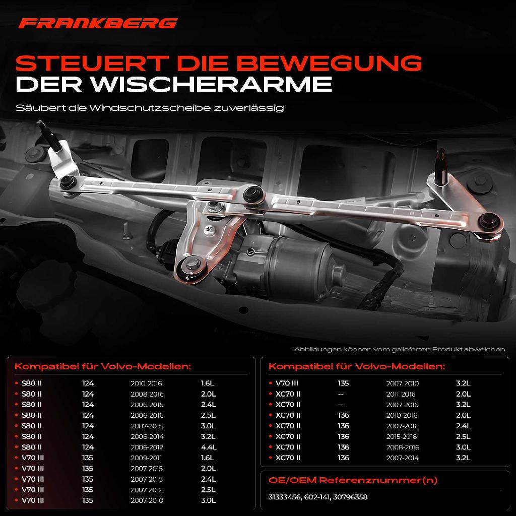 1x Wischergestänge Vorne für Volvo S80 II 124 V70 III 135 XC70 II 136