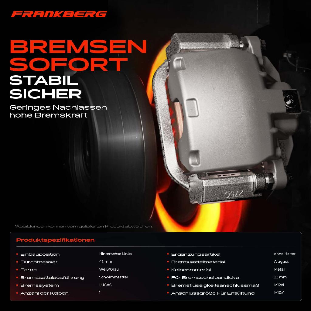 1x Bremssattel Hinterachse Links für Audi A8 4D2 4D8 2.5L 2.8L 3.3L 3.7L 4.2L 6.0L 1998-2002