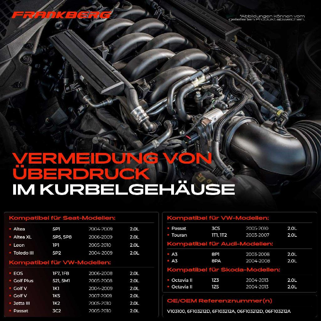 1x Kurbelgehäuseentlüftung Schlauch für VW Golf 5 Passat Touran Jetta Audi A3 Seat