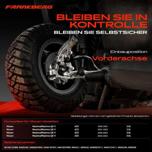 Frankberg 1x Querlenker Satz Vorderachse für Nissan Maxima/Maxima QX V A33 2.0L 3.0L 2000-2003 Bild Frankberg 1x Querlenker Satz Vorderachse für Nissan Maxima/Maxima QX V A33 2.0L 3.0L 2000-2003