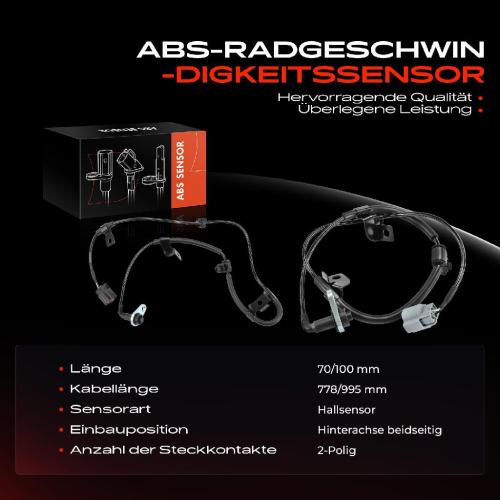 2x ABS Sensor Hinterachse beidseitig für Mitsubishi L200/Triton KJ KK KL 2.3L 2.4L 2.5L Bj ab 2014 Bild 2x ABS Sensor Hinterachse beidseitig für Mitsubishi L200/Triton KJ KK KL 2.3L 2.4L 2.5L Bj ab 2014