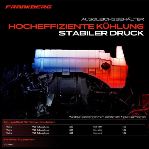 Frankberg 1x Ausgleichsbehälter Kühlmittelbehälter für Volvo V40 525 526 T2 T3 T4 1.6L Bild Frankberg 1x Ausgleichsbehälter Kühlmittelbehälter für Volvo V40 525 526 T2 T3 T4 1.6L
