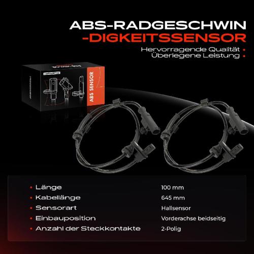 Frankberg 2x ABS Sensor Vorderachse beidseitig für Smart Fortwo Cabrio 451 Fortwo Coupe 0.8L 1.0L Bj ab 2007 Bild Frankberg 2x ABS Sensor Vorderachse beidseitig für Smart Fortwo Cabrio 451 Fortwo Coupe 0.8L 1.0L Bj ab 2007