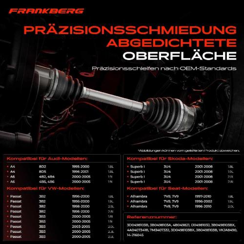 1x Antriebswelle Gelenksatz Vorderachse für VW Passat 3B Audi A4 8D A6 4B Skoda Superb Bild 1x Antriebswelle Gelenksatz Vorderachse für VW Passat 3B Audi A4 8D A6 4B Skoda Superb