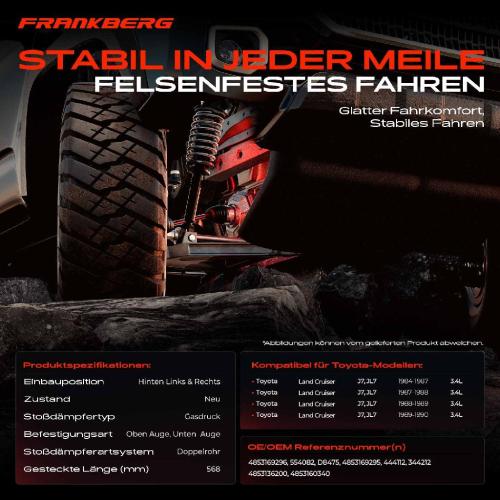 2x Stoßdämpfer Hinterachse für Toyota Land Cruiser J7 JL7 3.4L 1984-1990 Bild 2x Stoßdämpfer Hinterachse für Toyota Land Cruiser J7 JL7 3.4L 1984-1990
