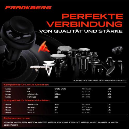 Frankberg 20x Befestigungsclips Verkleidung Stoßstange für Toyota Auris Avensis Corolla Bild Frankberg 20x Befestigungsclips Verkleidung Stoßstange für Toyota Auris Avensis Corolla