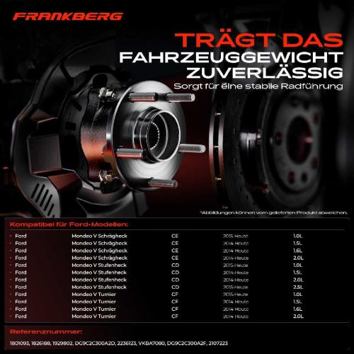 Frankberg 2x Radnabe Radlagersatz Vorderachse beidseitig für Ford Mondeo V Schrägheck Stufenheck Turnier Bild Frankberg 2x Radnabe Radlagersatz Vorderachse beidseitig für Ford Mondeo V Schrägheck Stufenheck Turnier