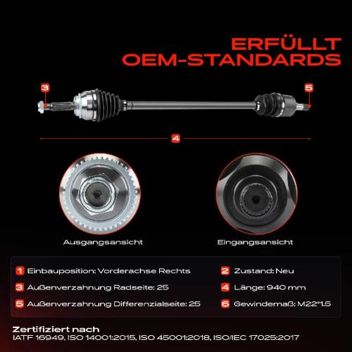 1x Antriebswelle Vorderachse Rechts für Mitsubishi Lancer VII CSA CTA Station Bild 1x Antriebswelle Vorderachse Rechts für Mitsubishi Lancer VII CSA CTA Station