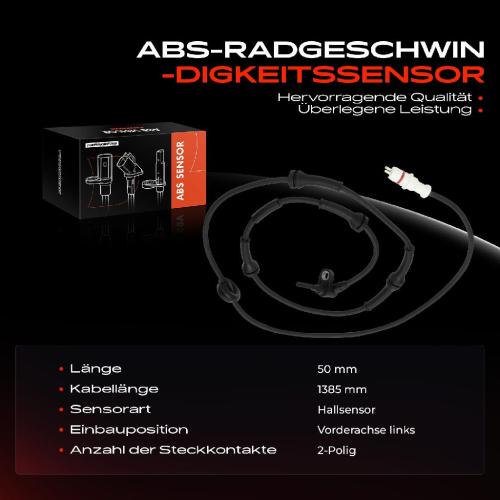 1x ABS Sensor Vorderachse links für Alfa Romeo 166 936 2.0L 2.4L 2.5L 3.0L 3.2L 1998-2007 Bild 1x ABS Sensor Vorderachse links für Alfa Romeo 166 936 2.0L 2.4L 2.5L 3.0L 3.2L 1998-2007