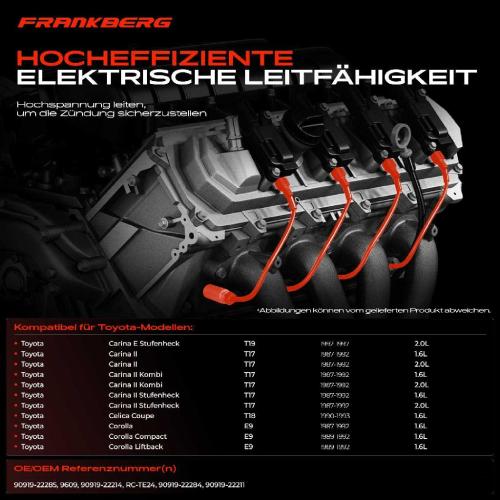 4x Zündleitungssatz Zündkabel für Toyota Carina T17 Corolla Compact Liftback E9 Bild 4x Zündleitungssatz Zündkabel für Toyota Carina T17 Corolla Compact Liftback E9