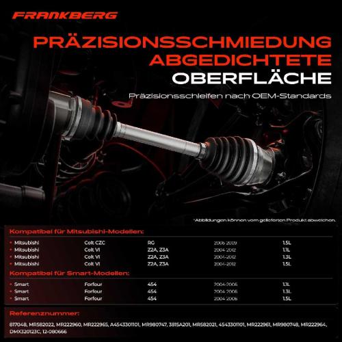 1x Antriebswelle Gelenksatz Vorderachse für Mitsubishi Colt Z2A Smart Forfour Bild 1x Antriebswelle Gelenksatz Vorderachse für Mitsubishi Colt Z2A Smart Forfour