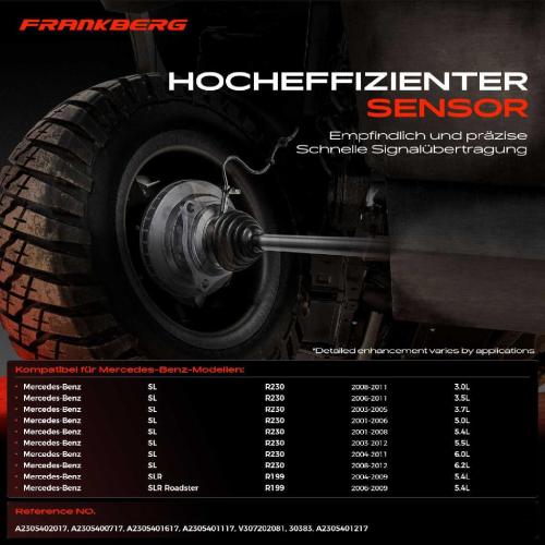 1x ABS Sensor Hinterachse beidseitig für Mercedes-Benz SL R230 SLR R199 SLR Roadster 6.2L 6.0L 2001-2012 Bild 1x ABS Sensor Hinterachse beidseitig für Mercedes-Benz SL R230 SLR R199 SLR Roadster 6.2L 6.0L 2001-2012