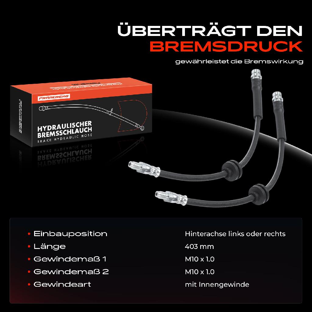 2x Bremsschlauch Bremsschläuche Hinterachse Links oder Rechts für Mazda 3 BK BL 5 CR19 CW
