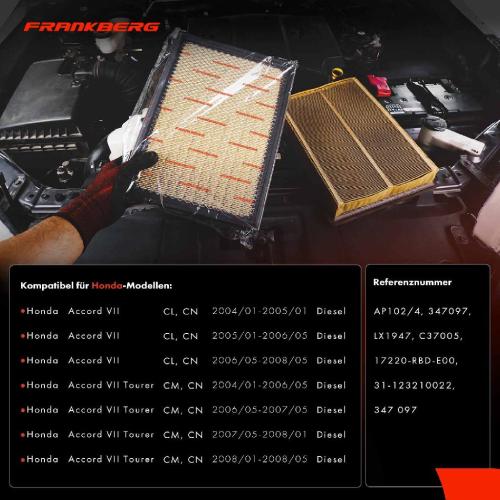 2x Luftfilter Filtereinsatz für Honda Accord VII CL CN 2.2i-CTDi 2004-2008 Bild 2x Luftfilter Filtereinsatz für Honda Accord VII CL CN 2.2i-CTDi 2004-2008