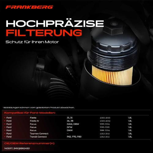 Frankberg 1x ÖlkühlerÖlfilter für Ford Fiesta IV Focus DAW DFW DNW Tourneo 1.8L Bild Frankberg 1x ÖlkühlerÖlfilter für Ford Fiesta IV Focus DAW DFW DNW Tourneo 1.8L