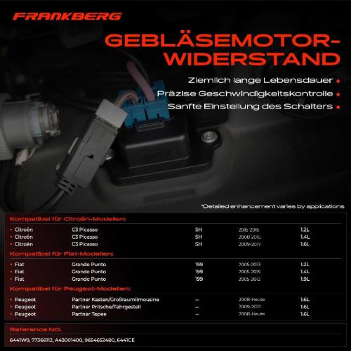 Frankberg 1x Widerstand Vorwiderstand Gebläsemotor für Citroën Berlingo C3 C4 Fiat Peugeot Bild Frankberg 1x Widerstand Vorwiderstand Gebläsemotor für Citroën Berlingo C3 C4 Fiat Peugeot
