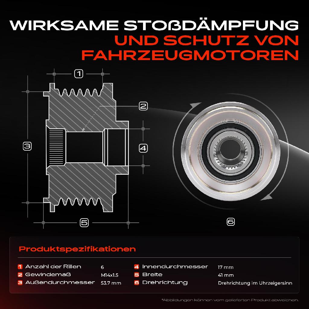 1x Generatorfreilauf Lichtmaschine für Citroën Berlingo C3 C4 DS Opel Combo Peugeot