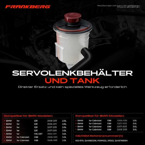 1x Ausgleichsbehälter Servolenkung für BMW E81 E87 E88 E82 E90 X1 X3 Bild 1x Ausgleichsbehälter Servolenkung für BMW E81 E87 E88 E82 E90 X1 X3