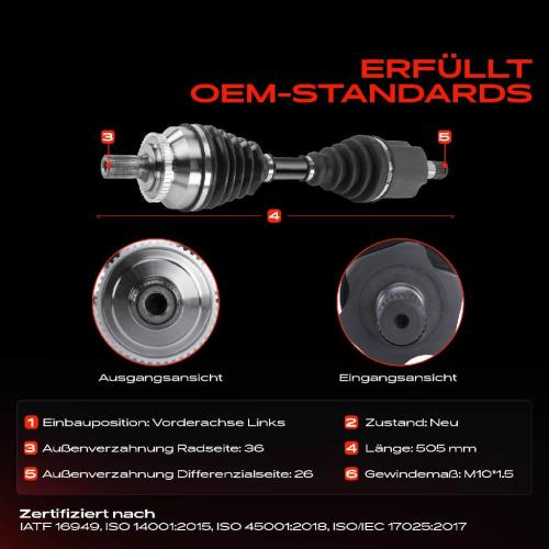 Frankberg 1x Antriebswelle Vorderachse Links für Volvo 850 854 C70 873 872 S70 874 V70 875 876 2.3L 2.4L Bild Frankberg 1x Antriebswelle Vorderachse Links für Volvo 850 854 C70 873 872 S70 874 V70 875 876 2.3L 2.4L
