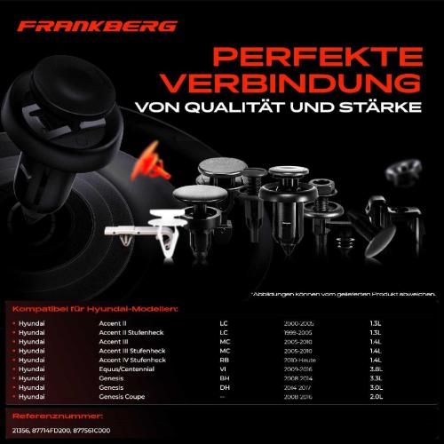 Frankberg 10x Befestigungsclips Stoßstange Schweller für KIA Carnival Optima Hyundai Accent Bild Frankberg 10x Befestigungsclips Stoßstange Schweller für KIA Carnival Optima Hyundai Accent