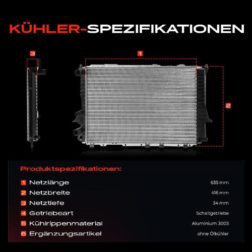 Frankberg 1x Kühler Wasserkühler Motorkühler für Audi 100 Avant 4A2 A6 Avant 4A5 2.0L 2.3L Bild Frankberg 1x Kühler Wasserkühler Motorkühler für Audi 100 Avant 4A2 A6 Avant 4A5 2.0L 2.3L