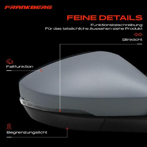 Frankberg 1x Außenspiegel Rechts für Skoda Octavia III 5E3 NL3 NR3 5E5 5E6 2012-2017 Bild Frankberg 1x Außenspiegel Rechts für Skoda Octavia III 5E3 NL3 NR3 5E5 5E6 2012-2017