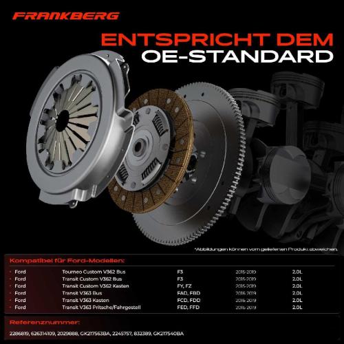 Frankberg 1x Kupplungssatz für Ford Tourneo Custom V362 Bus Transit Kasten V363 Pritsche/Fahrgestell 2.0L Bild Frankberg 1x Kupplungssatz für Ford Tourneo Custom V362 Bus Transit Kasten V363 Pritsche/Fahrgestell 2.0L