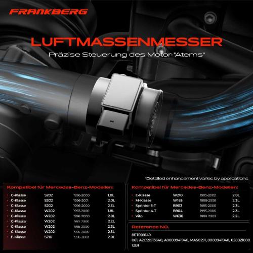 1x Luftmassenmesser für Mercedes-Benz C-Klasse S202 W202 E-Klasse S210 W210 W163 R170 B901 B902 B903 B904 Bild 1x Luftmassenmesser für Mercedes-Benz C-Klasse S202 W202 E-Klasse S210 W210 W163 R170 B901 B902 B903 B904