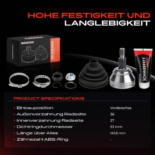 Frankberg 1x Antriebswelle Gelenksatz Vorderachse für VW Golf Bora Audi A3 8L1 TT Seat Leon Toledo Bild Frankberg 1x Antriebswelle Gelenksatz Vorderachse für VW Golf Bora Audi A3 8L1 TT Seat Leon Toledo