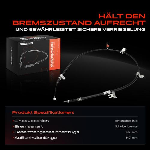 1x Seilzug Feststellbremse Hinterachse links für Hyundai H-1 Cargo TQ 2.5L Bj ab 2008 Bild 1x Seilzug Feststellbremse Hinterachse links für Hyundai H-1 Cargo TQ 2.5L Bj ab 2008