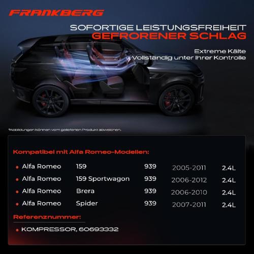 1x Klimakompressor für Alfa Romeo 159 Brera Spider 939 2.4L 2005-2012 Bild 1x Klimakompressor für Alfa Romeo 159 Brera Spider 939 2.4L 2005-2012