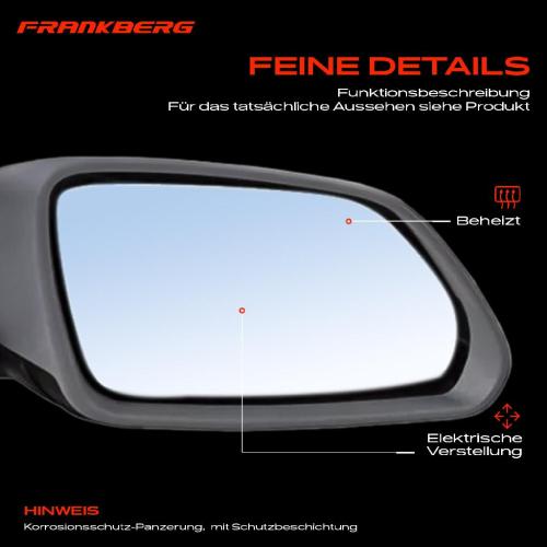 Frankberg 1x Außenspiegel Rechts für VW Polo 9A 9N 9A2 9A4 9A6 9N2 2005-2009 Bild Frankberg 1x Außenspiegel Rechts für VW Polo 9A 9N 9A2 9A4 9A6 9N2 2005-2009