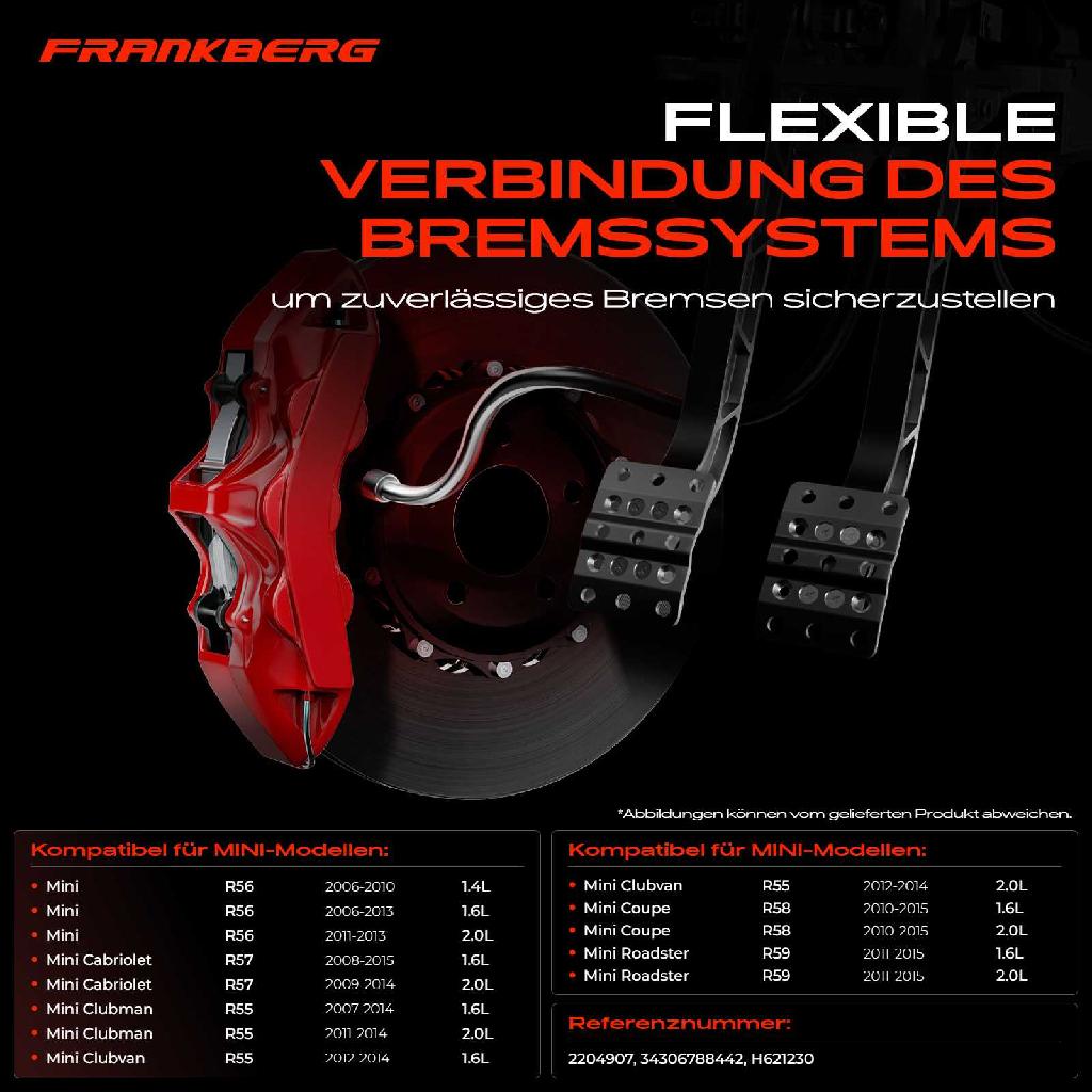 1x Bremsschlauch Bremsschläuche Vorderachse Links oder Rechts für MINI R50 R53 R55 R56 R57 R58 R59