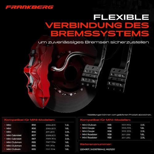 Frankberg 1x Bremsschlauch Bremsschläuche Vorderachse Links oder Rechts für MINI R50 R53 R55 R56 R57 R58 R59 Bild Frankberg 1x Bremsschlauch Bremsschläuche Vorderachse Links oder Rechts für MINI R50 R53 R55 R56 R57 R58 R59