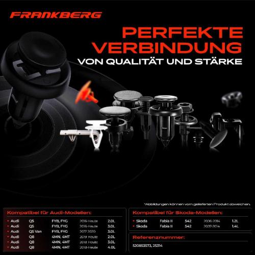 Frankberg 10x Befestigungsclips Windschutzscheibe für Audi Q5 Van FYB FYG Q8 4MN 4MT Skoda Fabia II Bild Frankberg 10x Befestigungsclips Windschutzscheibe für Audi Q5 Van FYB FYG Q8 4MN 4MT Skoda Fabia II