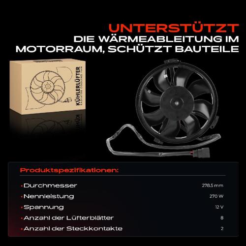 Frankberg 1x Motorkühller Einfachlüfter mit Kühlerlüfterrahmen VW Passat Audi A4 B5 A6 A8 Skoda Superb I Bild Frankberg 1x Motorkühller Einfachlüfter mit Kühlerlüfterrahmen VW Passat Audi A4 B5 A6 A8 Skoda Superb I