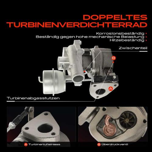 1x Abgasturbolader für Opel Agila (B) Combo Kasten/MPV Tour Meriva Suzuki Splash Swift III Bild 1x Abgasturbolader für Opel Agila (B) Combo Kasten/MPV Tour Meriva Suzuki Splash Swift III