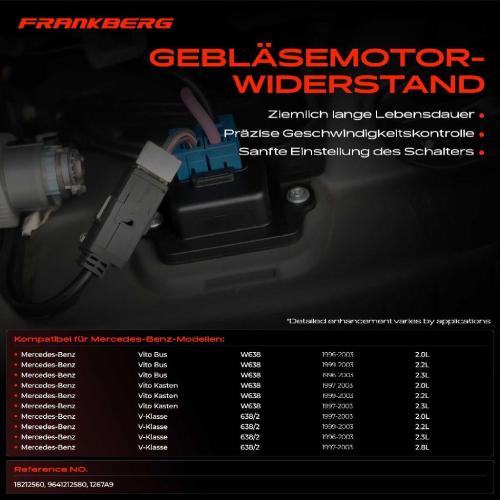 1x Widerstand Vorwiderstand Gebläsemotor für Mercedes-Benz V-Klasse 638/2 Vito Bus Kasten 638 Bild 1x Widerstand Vorwiderstand Gebläsemotor für Mercedes-Benz V-Klasse 638/2 Vito Bus Kasten 638