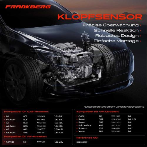 Frankberg 1x Klopfsensor Klopfgeber für VW Golf II III IV Polo Passat Jetta II Audi 80 90 100 A4 A6 A8 Bild Frankberg 1x Klopfsensor Klopfgeber für VW Golf II III IV Polo Passat Jetta II Audi 80 90 100 A4 A6 A8