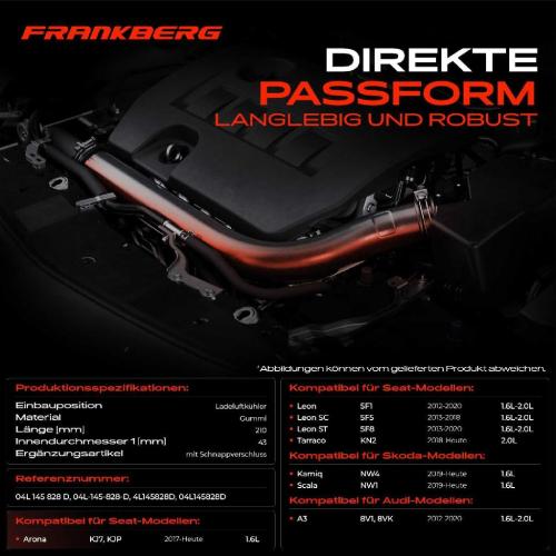 Frankberg 1x Kühlerschlauch Turboschlauch für VW Golf Passat Scirocco Sharan T-Cross Tiguan Allspace Touran T-ROC Bild Frankberg 1x Kühlerschlauch Turboschlauch für VW Golf Passat Scirocco Sharan T-Cross Tiguan Allspace Touran T-ROC