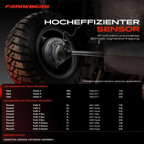 Frankberg 1x ABS Sensor Vorderachse beidseitig für Opel Vivaro A Combi Kasten Renault Trafic II Bus 1.9L Bj ab 2001 Bild Frankberg 1x ABS Sensor Vorderachse beidseitig für Opel Vivaro A Combi Kasten Renault Trafic II Bus 1.9L Bj ab 2001